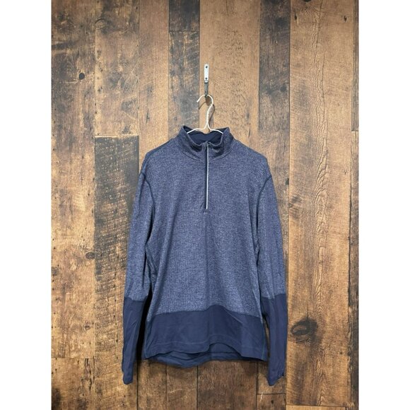 Lululemon Men’s 1/2 Zip Surge Blue Herringbone Large EUC - Picture 2 of 4
